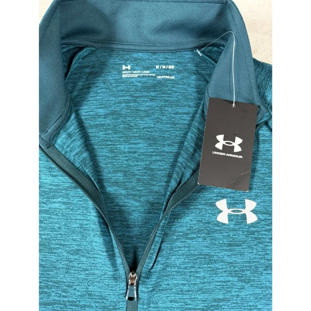 Under Armour HeatGear Tech 1/4 Zip Pullover Polyester Teal Mens M